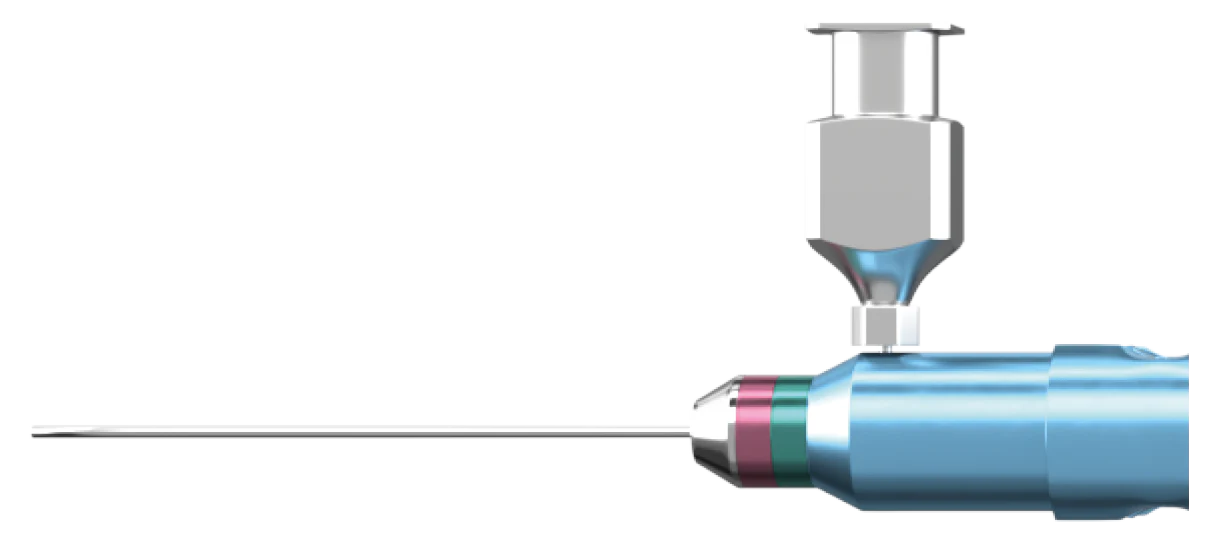 12-209-25H Curved Subretinal Scissors, Attached to a Squeeze Handle, with RUMEX Flushing System, 25 Ga - Image 5